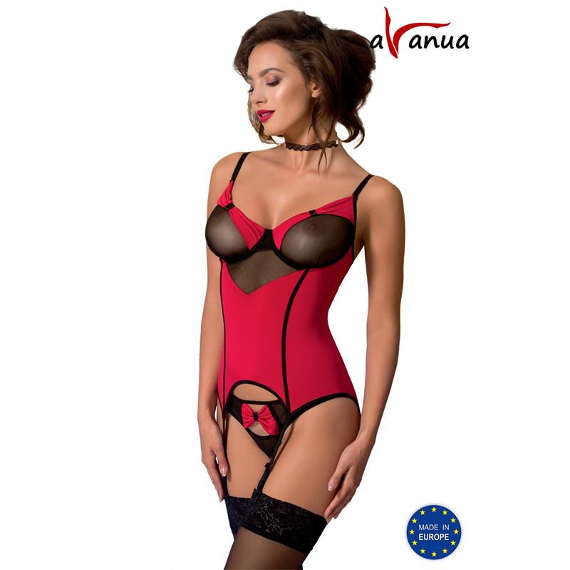 Corset Rouge et Noir Avanua Valentin