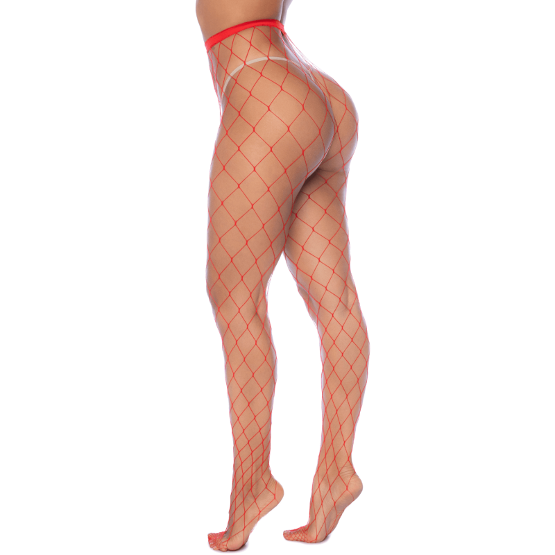 Collant large maille rouge