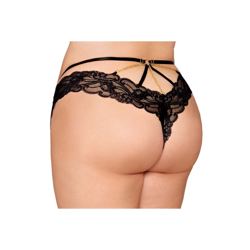 Culotte en dentelle noire, grande taille