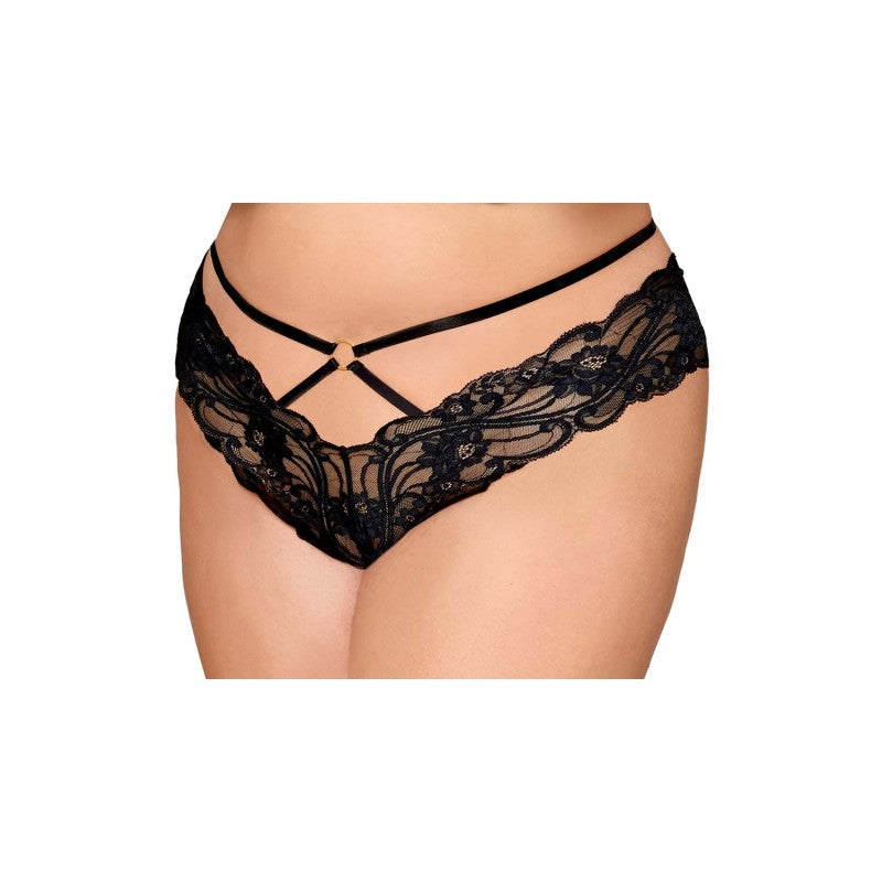 Culotte en dentelle noire, grande taille