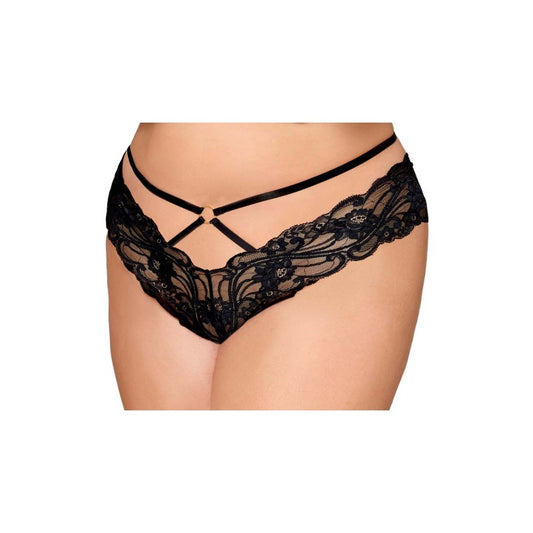 Culotte en dentelle noire, grande taille