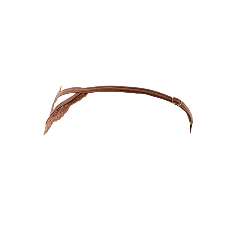 String Taupe Dentelle avec Bijou Cœur Doré