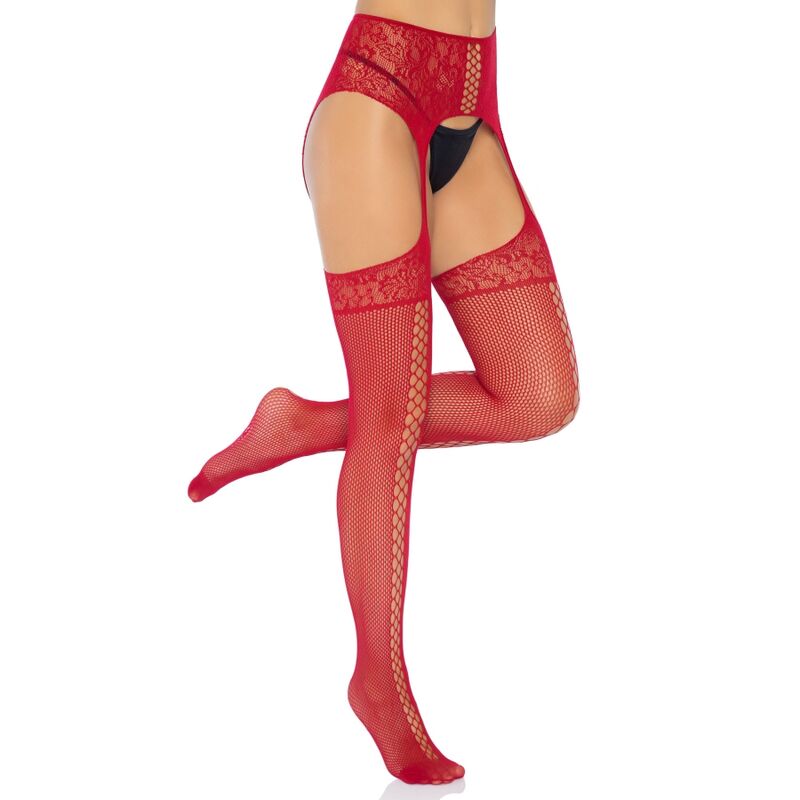 Bas dentelle bordeaux avec jarretière