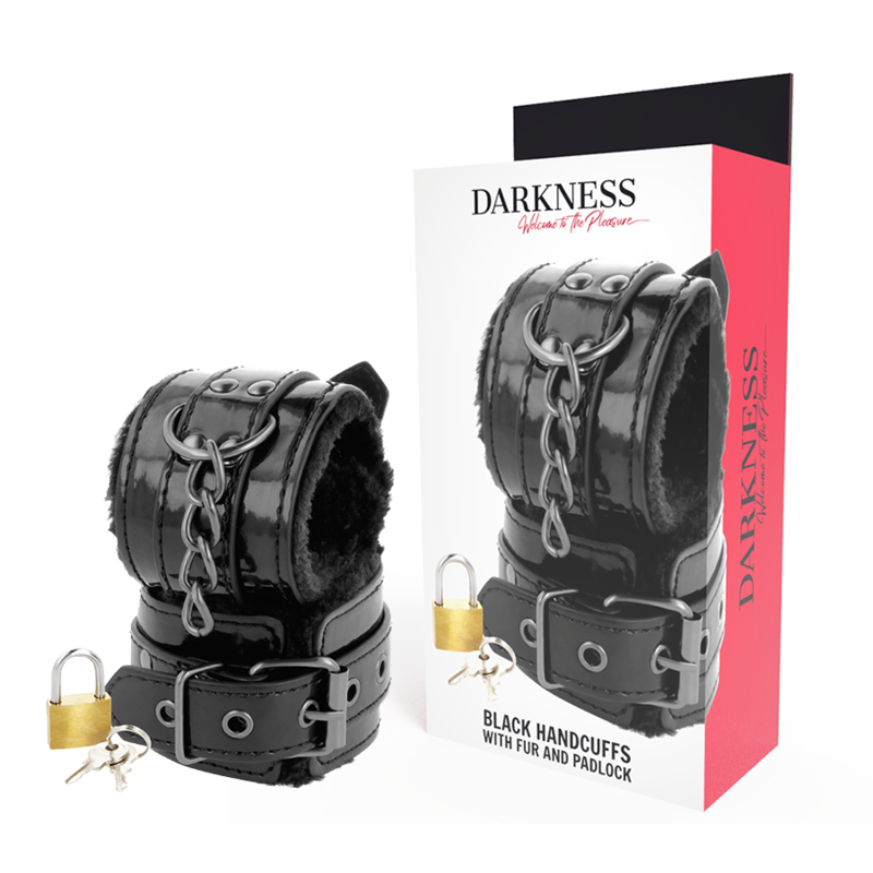 Menottes Ajustables en Cuir Noir P.V.C avec Cadenas