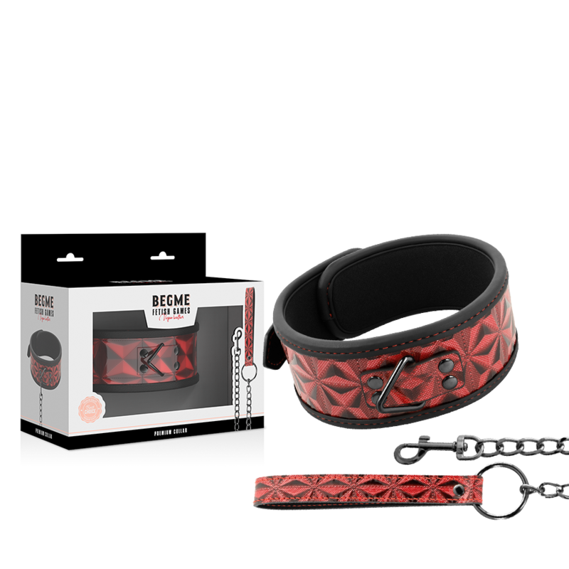 Collier en cuir végan rouge Begme