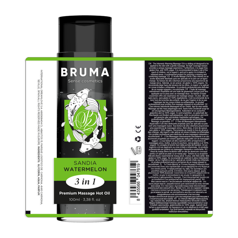Huile de Massage BRUMA - Effet Chaleur Saveur Pastèque 3 en 1 - 100 ml