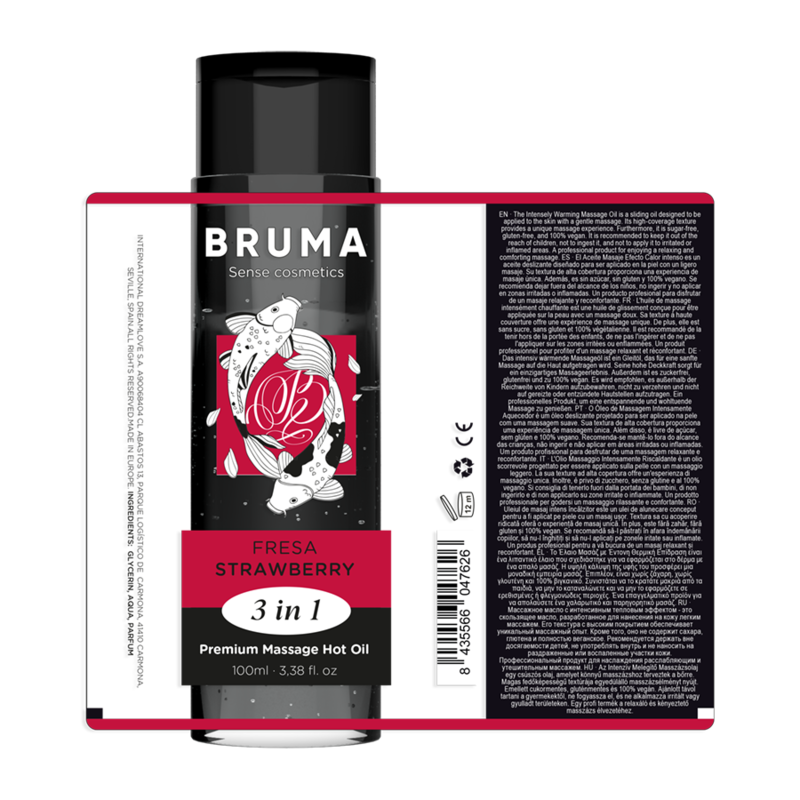 BRUMA - Huile de Massage Effet Chaleur Saveur Fraise 3-en-1 - 100 ml