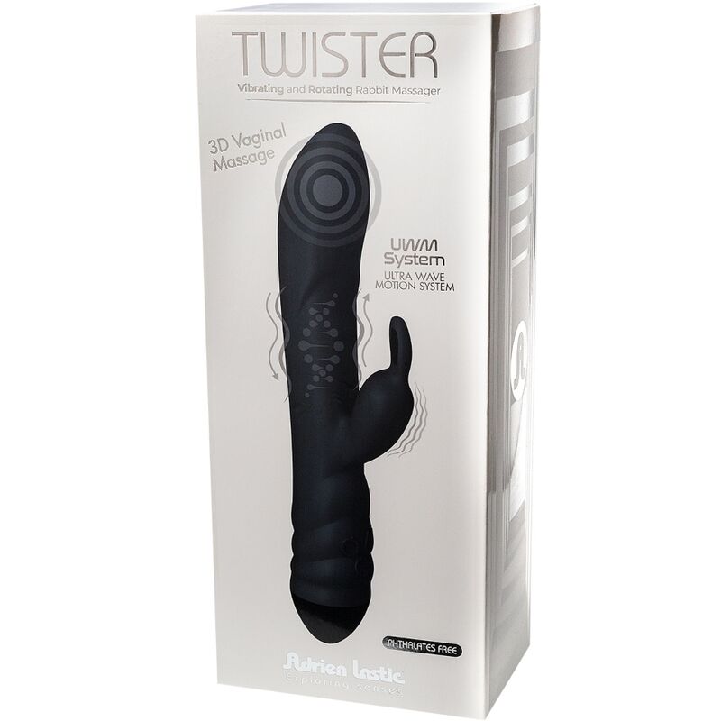Vibromasseur Twister et Masseur Rotateur Lapin Noir