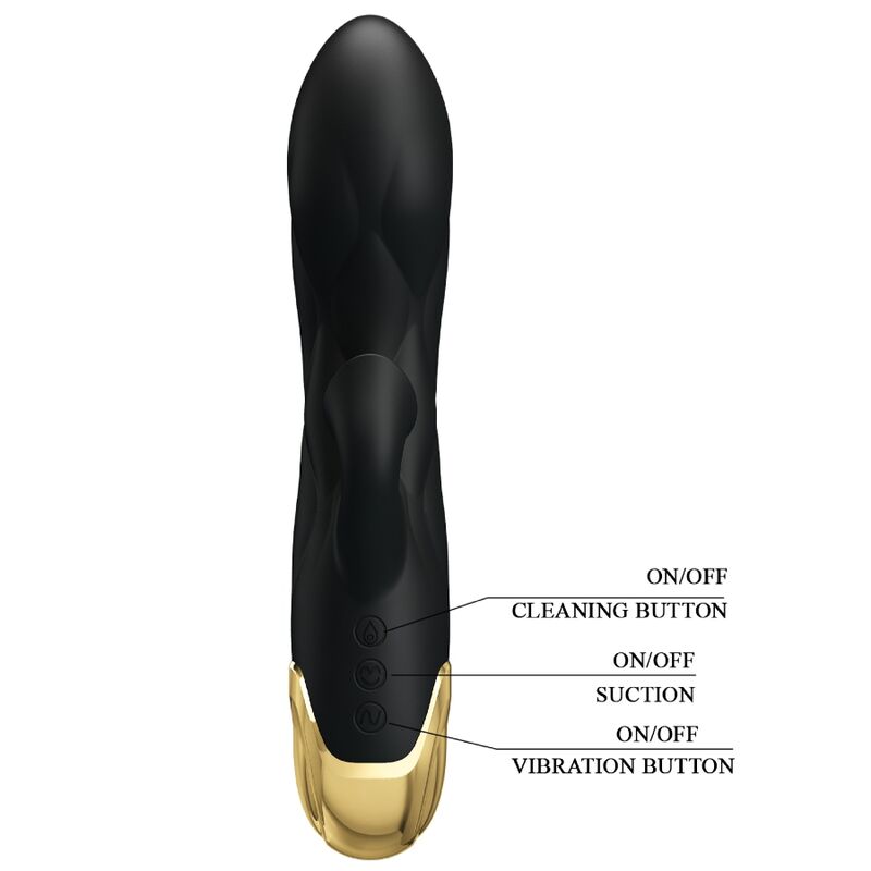 Vibromasseur de Luxe Rechargeable Noir Plaqué Or