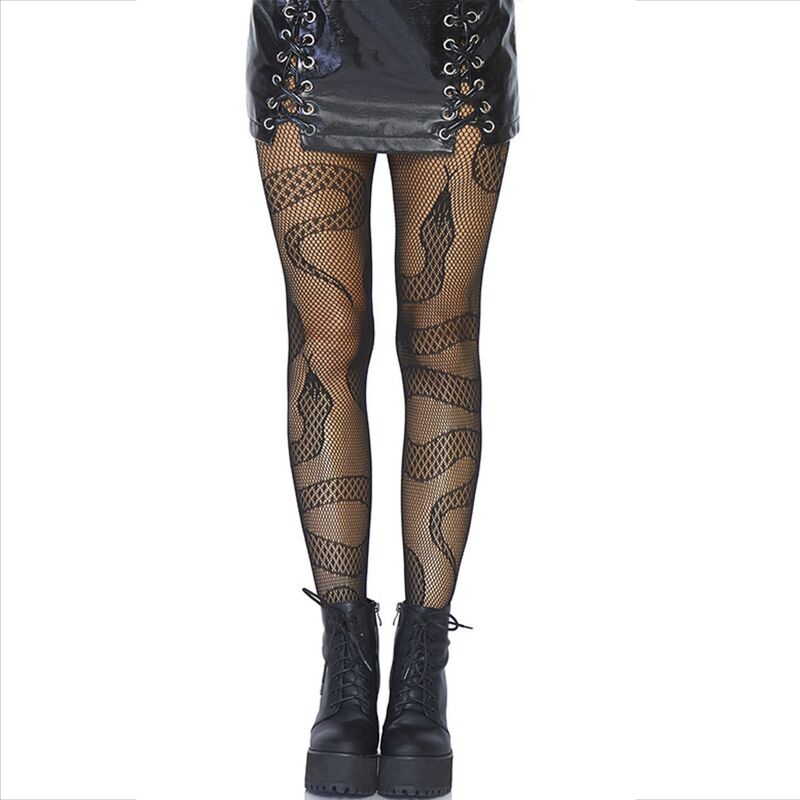 Collants résille à motif serpent