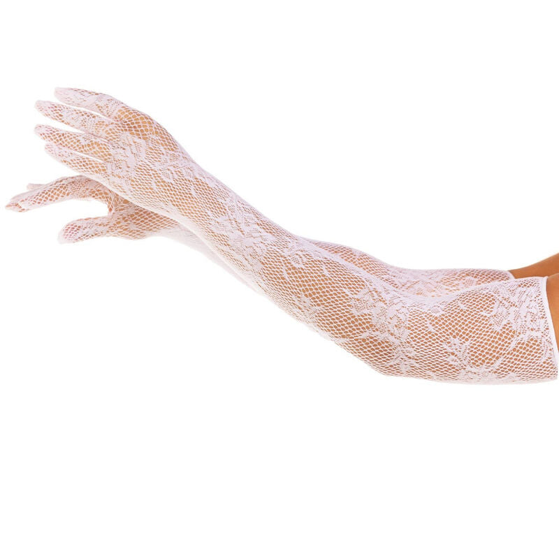 Gants longs en résille florale