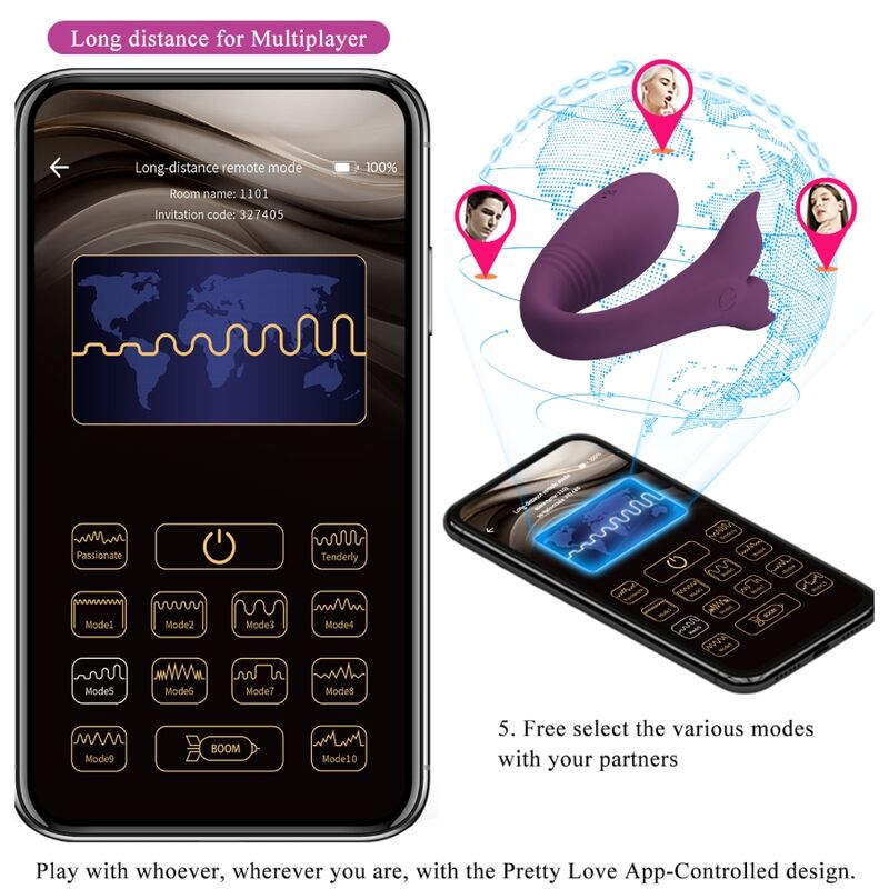 Télécommande Jayleen Vibrator App violet Pretty Love