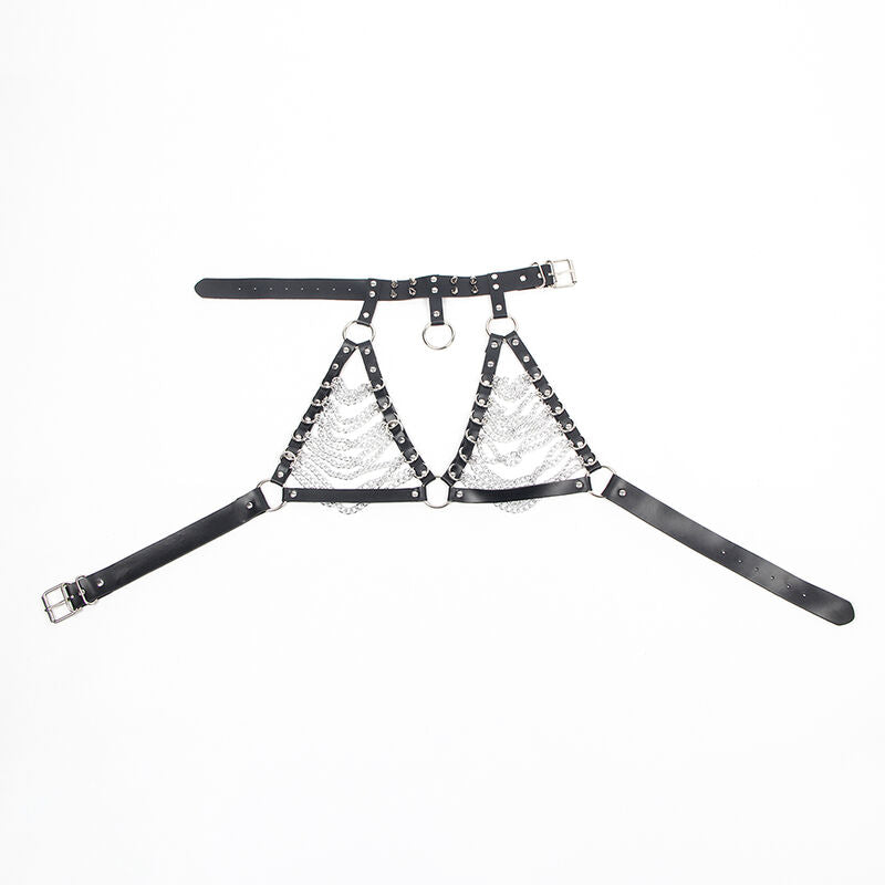 Soutien-gorge harnais et collier avec chaîne, taille unique