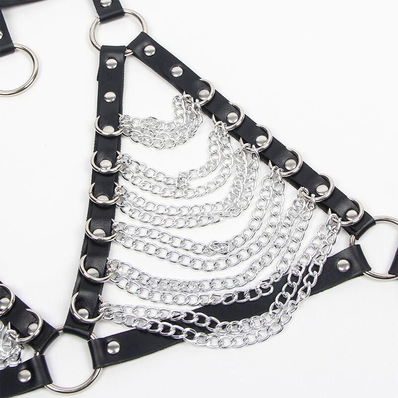Soutien-gorge harnais et collier avec chaîne, taille unique