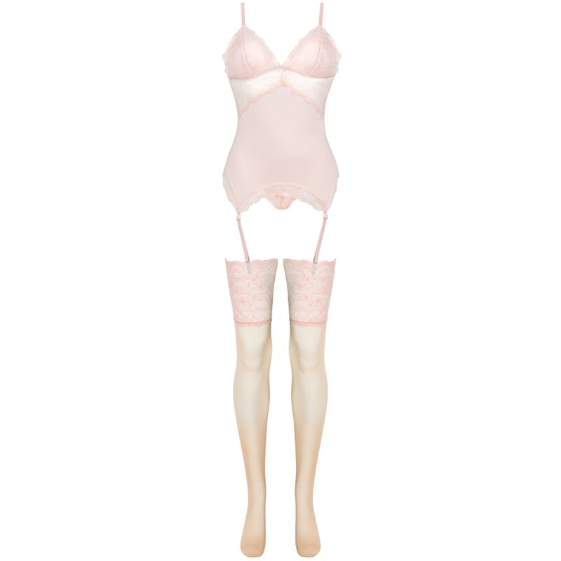 Ensemble Persinne Pêche – Corset, Culotte et Bas