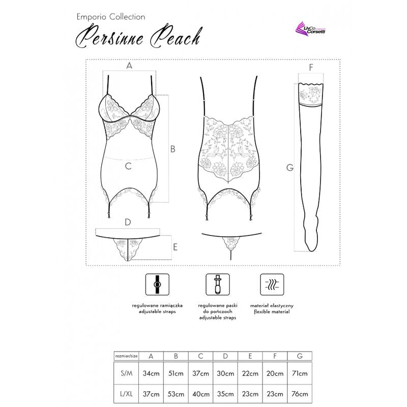 Ensemble Persinne Pêche – Corset, Culotte et Bas
