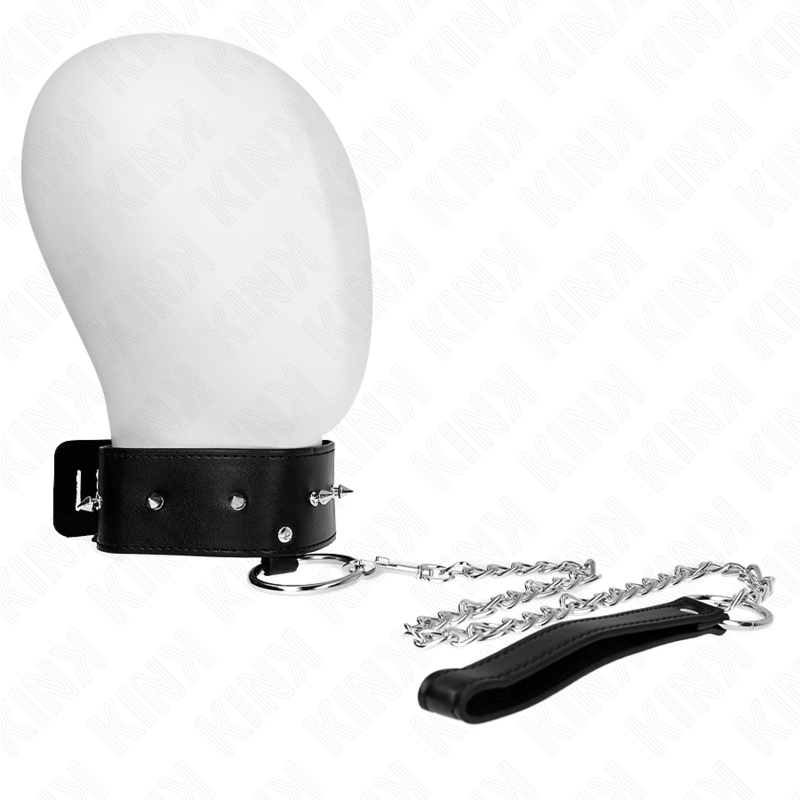 KINK - Collier 65 cm avec laisse et clous argentés