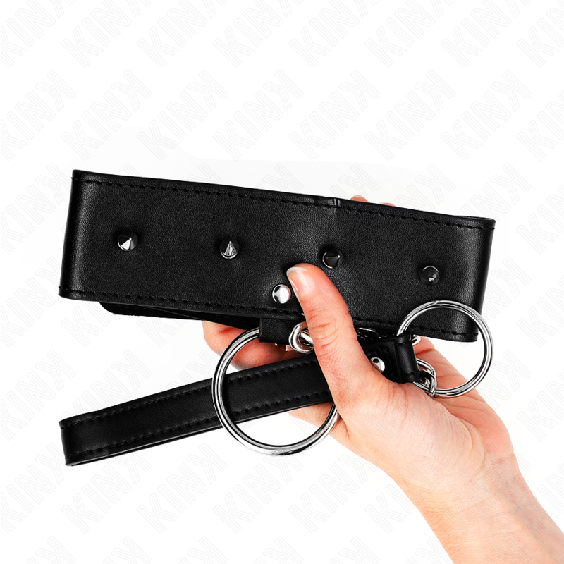 KINK - Collier 65 cm avec laisse et clous argentés