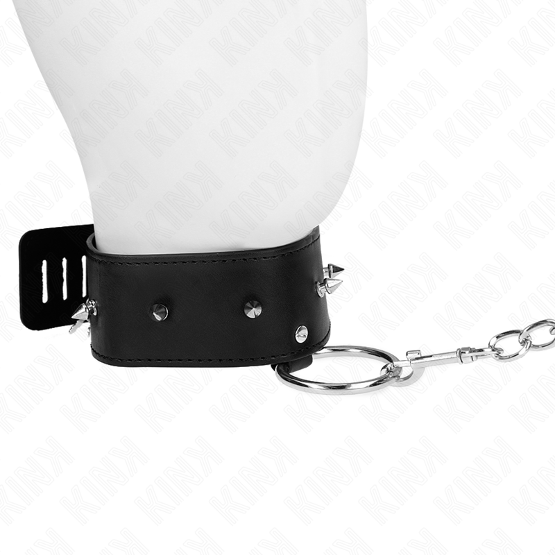 KINK - Collier 65 cm avec laisse et clous argentés
