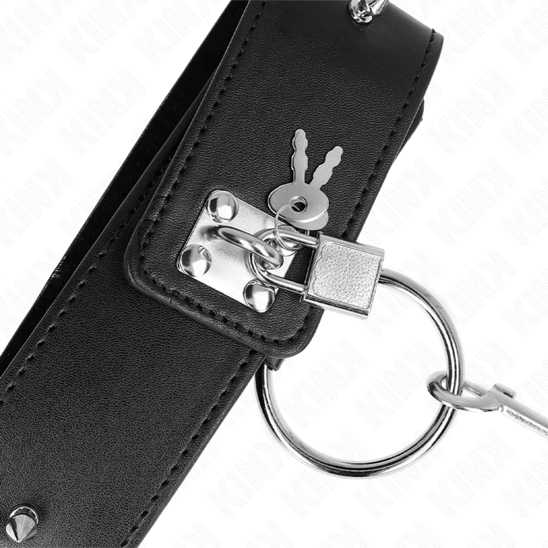 KINK - Collier 65 cm avec laisse et clous argentés