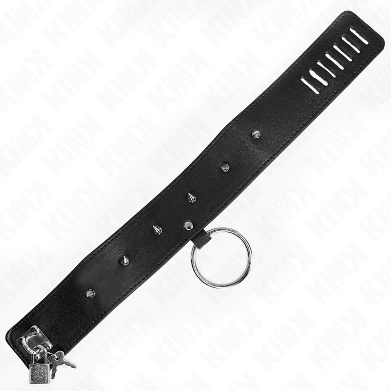 KINK - Collier 65 cm avec laisse et clous argentés