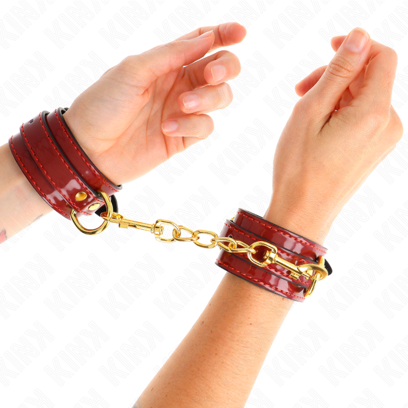 Menottes Rouges Ajustables avec Chaîne Dorée