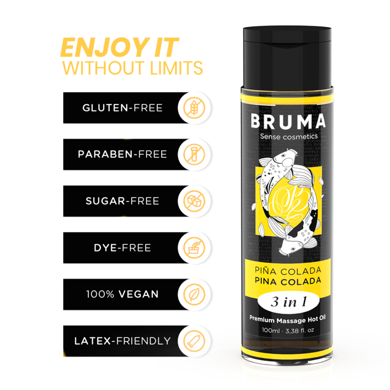 BRUMA - Huile de Massage Effet Chaleur Saveur Pina Colada - 100 ml
