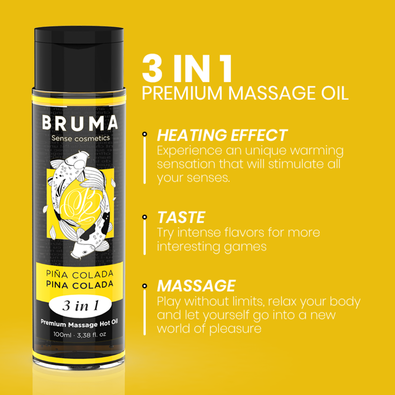 BRUMA - Huile de Massage Effet Chaleur Saveur Pina Colada - 100 ml