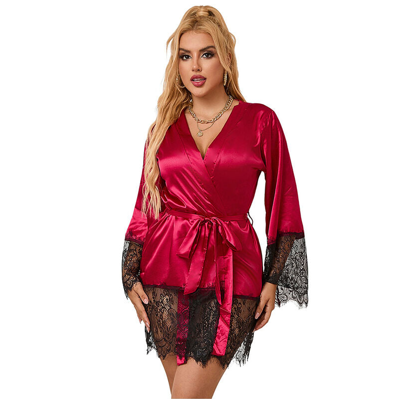 Peignoir Dentelle Élégant et String Rouge Subblime