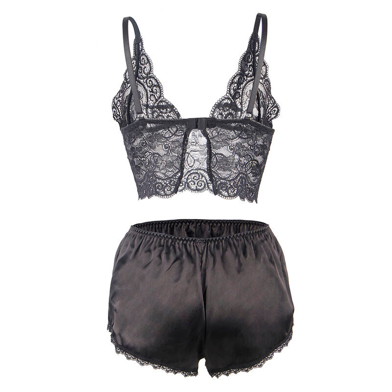 Chemisier de Nuit en Soie & Dentelle + Culotte L/XL