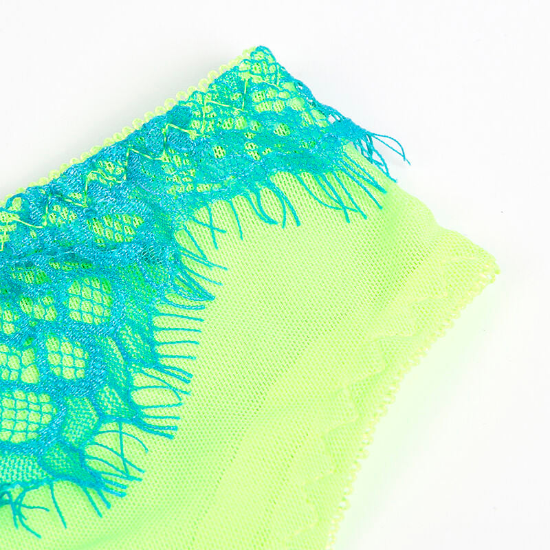 Ensemble dentelle verte et bleue pour séduction