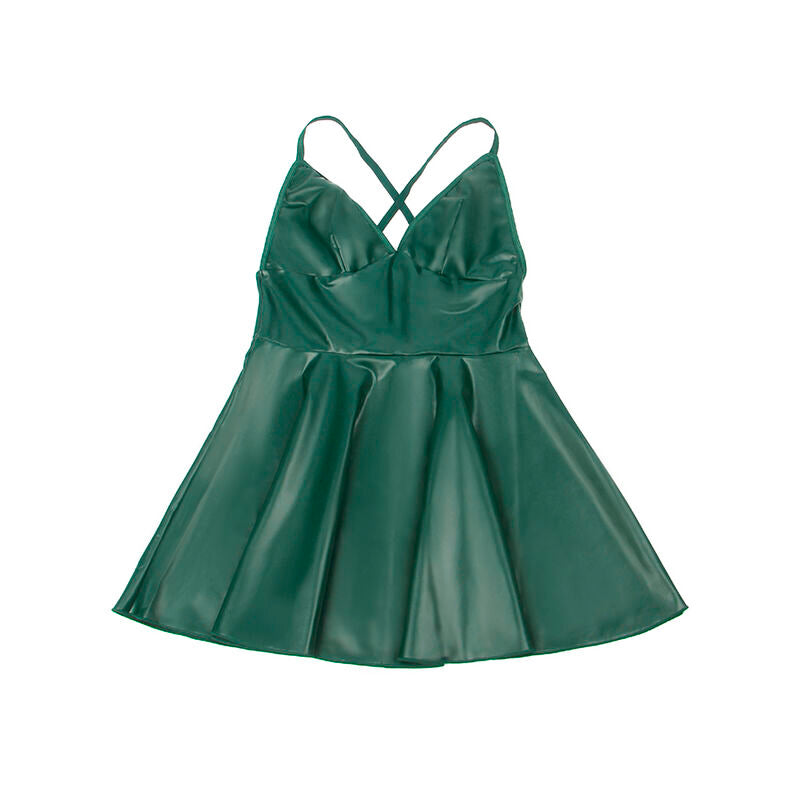 Robe Sexy Verte à Bretelles – Finition Cuir PU – SUBBLIME