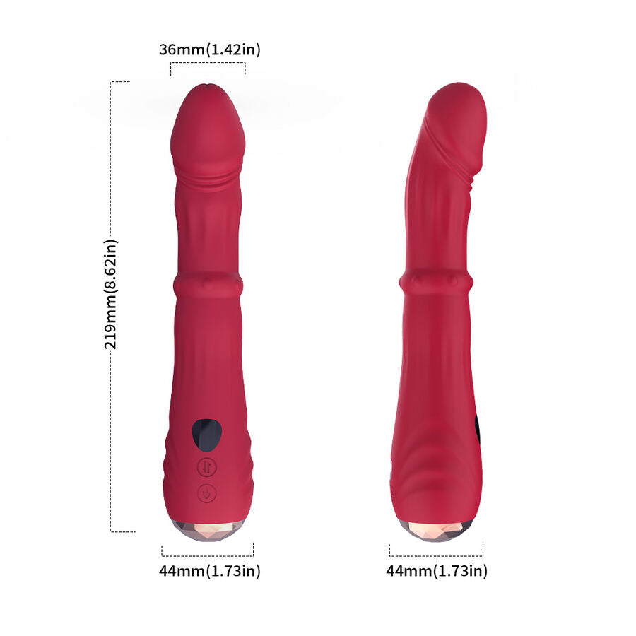 Dildo vibrant Point A rouge thermo-réglable