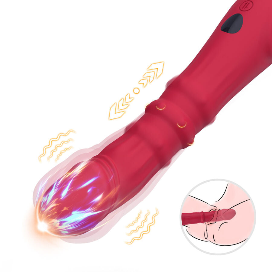 Dildo vibrant Point A rouge thermo-réglable