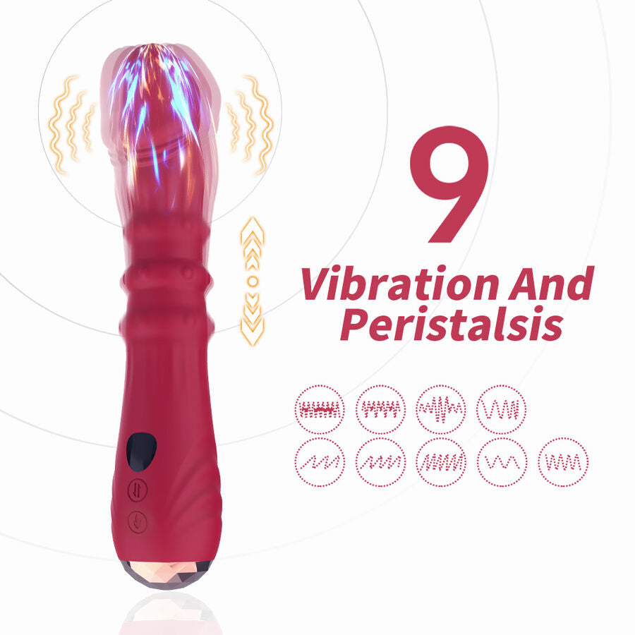 Dildo vibrant Point A rouge thermo-réglable
