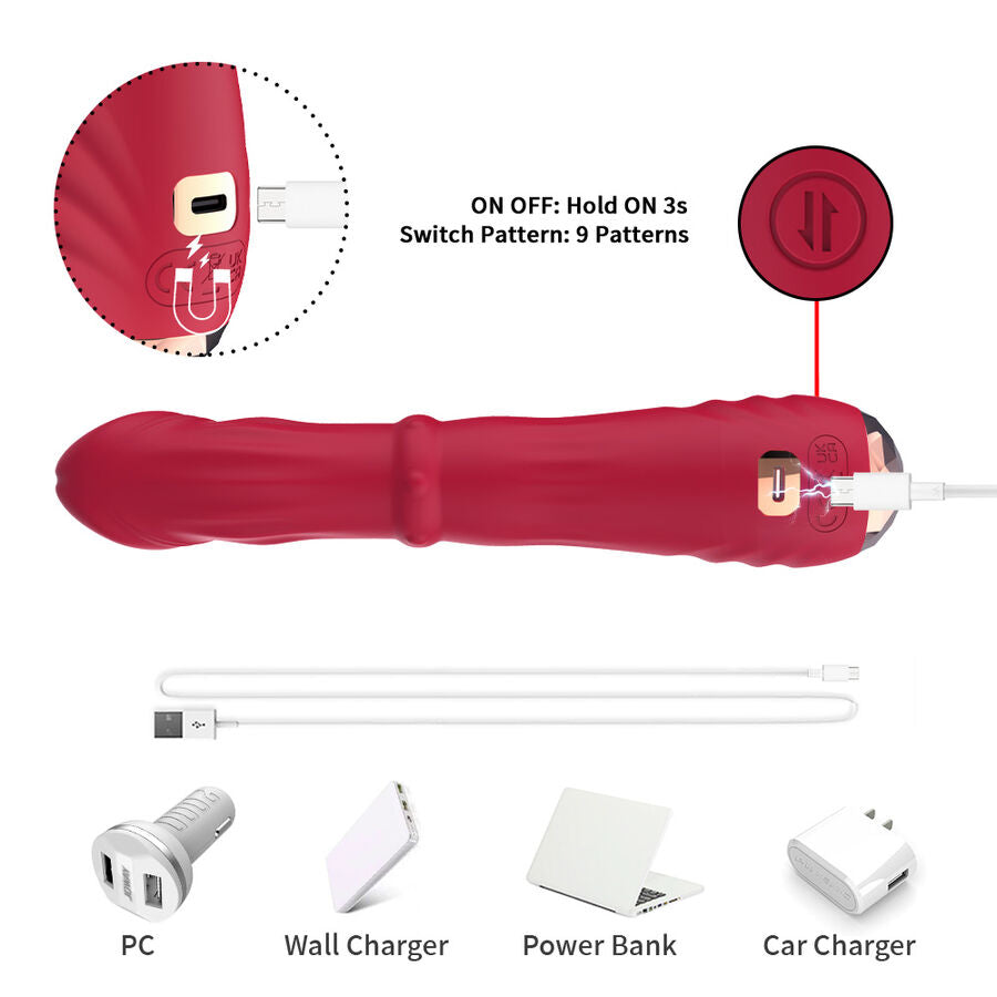 Dildo vibrant Point A rouge thermo-réglable