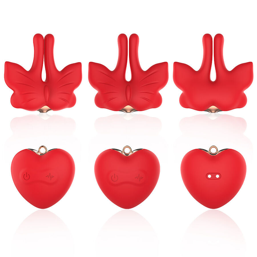 Pinces à tétons vibrantes papillon rouges magnétiques