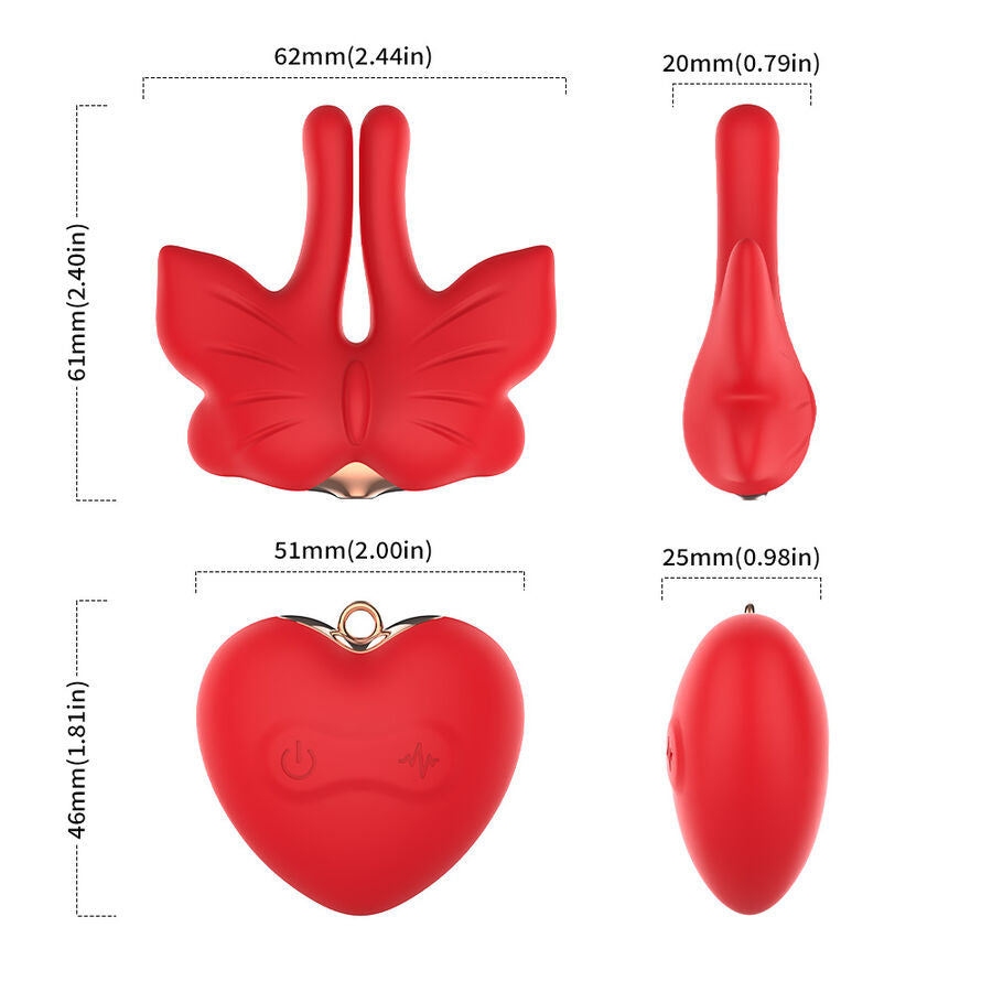 Pinces à tétons vibrantes papillon rouges magnétiques