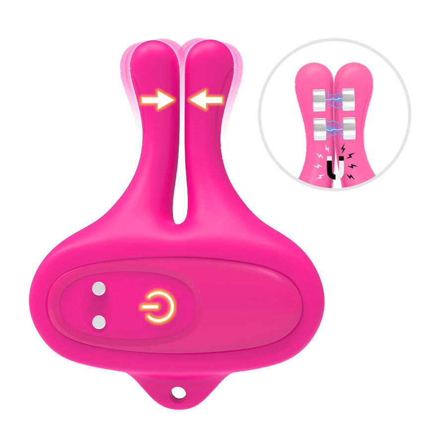 Pinces à tétons vibrantes lapin rose magnétiques