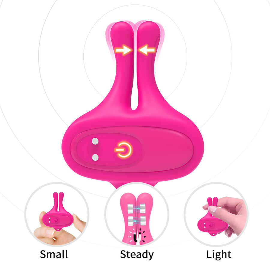 Pinces à tétons vibrantes lapin rose magnétiques