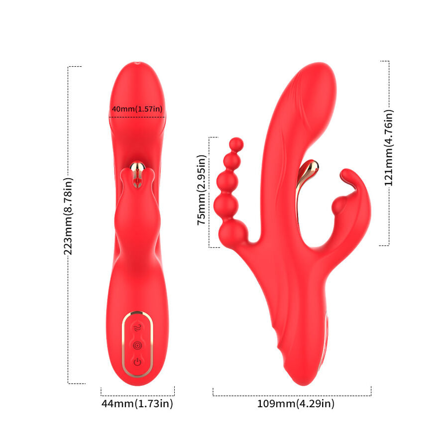 Stimulateur double point G et clitoris rouge vibrant