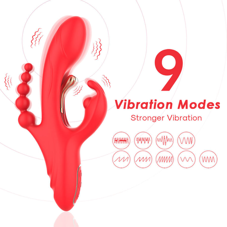 Stimulateur double point G et clitoris rouge vibrant