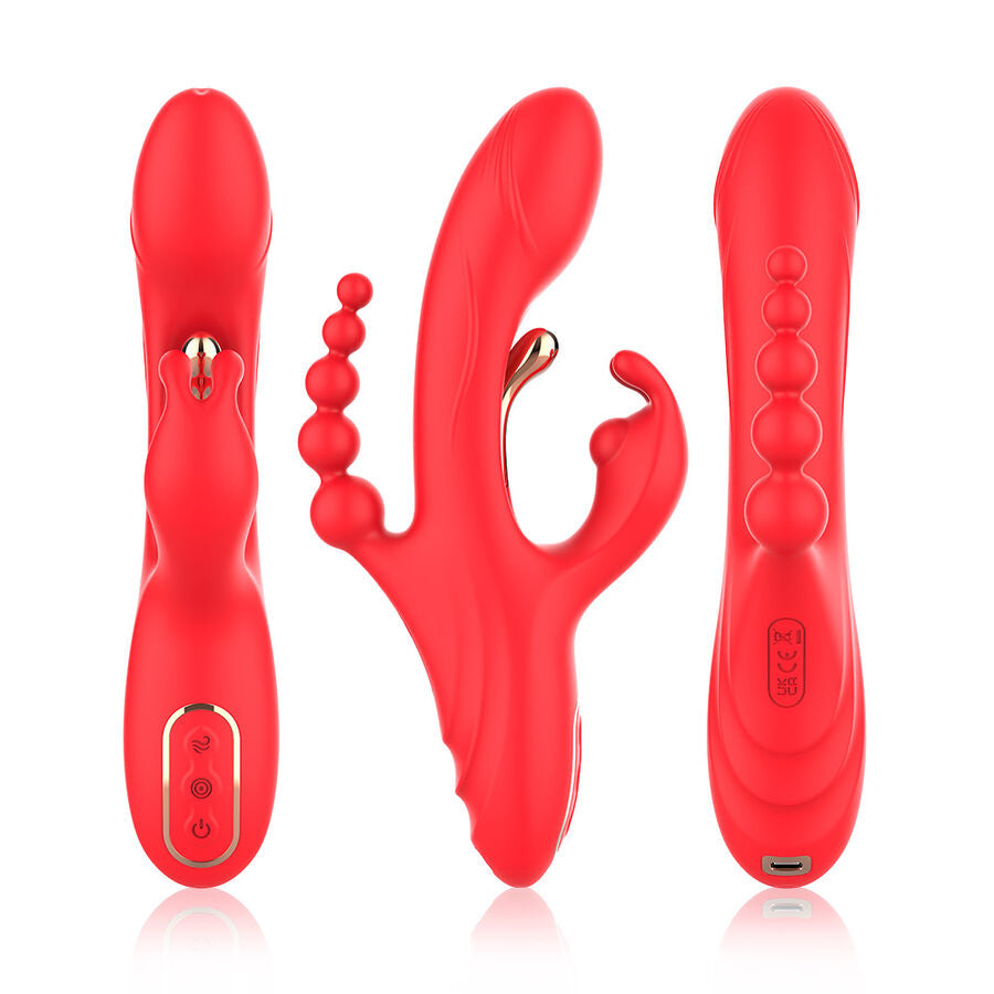 Stimulateur double point G et clitoris rouge vibrant