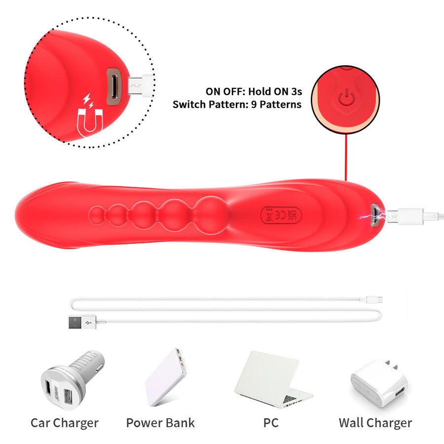 Stimulateur double point G et clitoris rouge vibrant