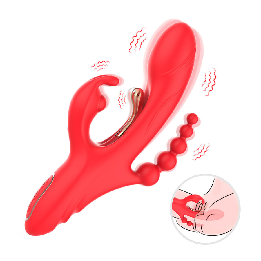 Stimulateur double point G et clitoris rouge vibrant