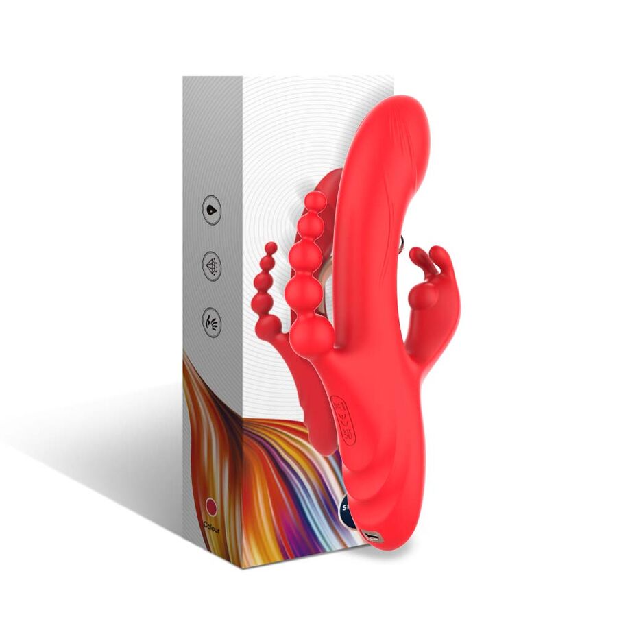 Stimulateur double point G et clitoris rouge vibrant