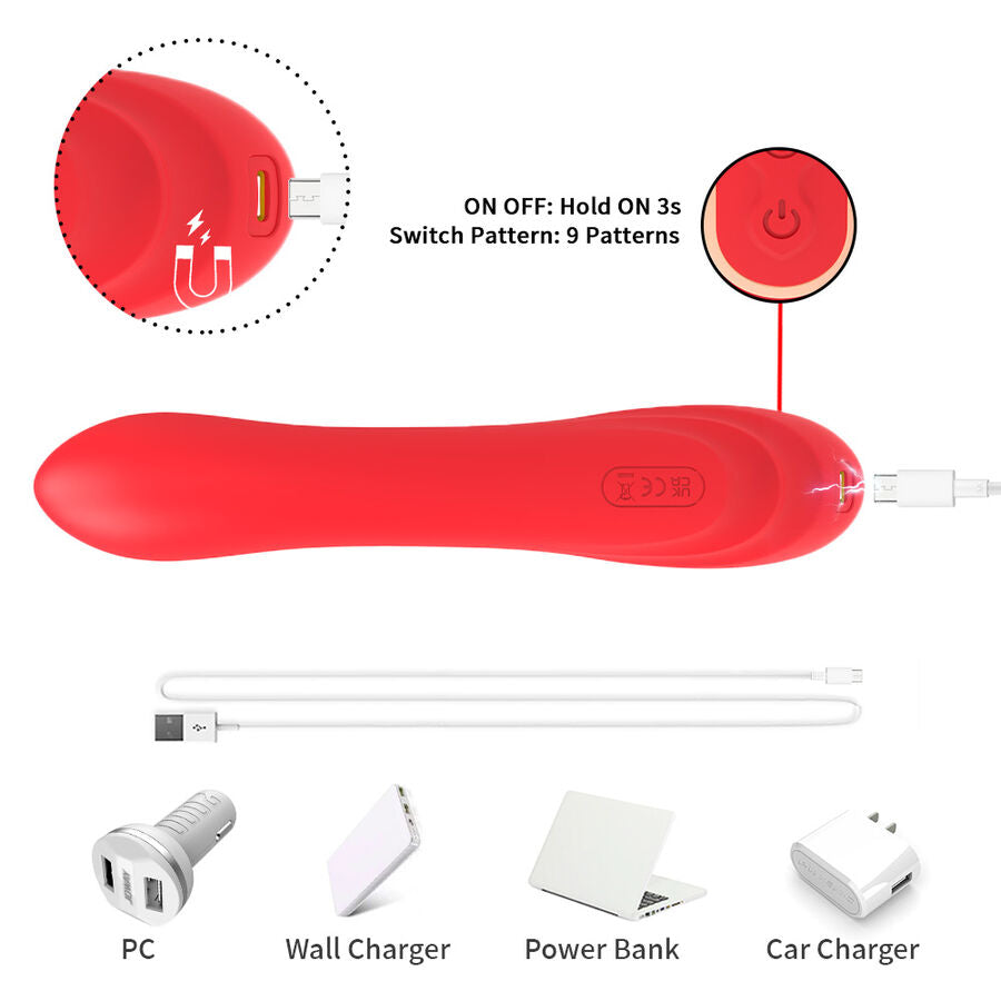Stimulateur point G et clitoris langue oscillante rouge