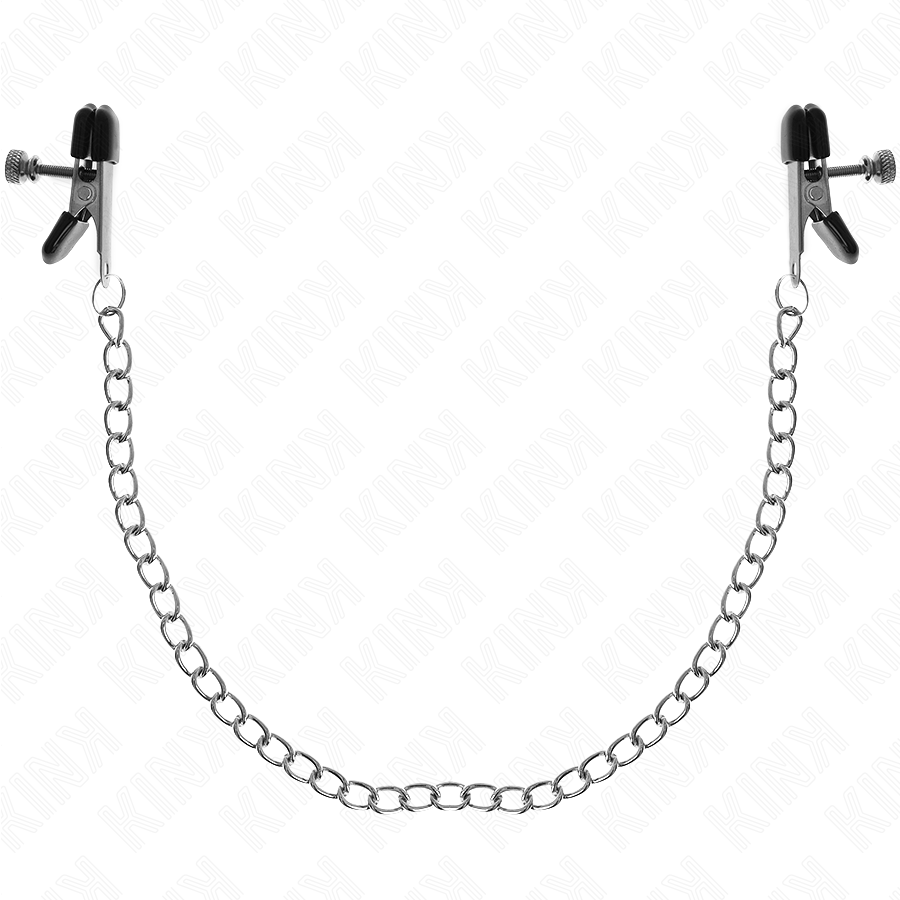 Pinces à tétons chaîne plate argent 34 cm KINK