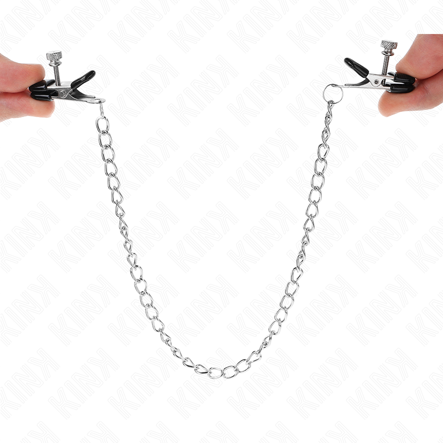 Pinces à tétons chaîne plate argent 34 cm KINK