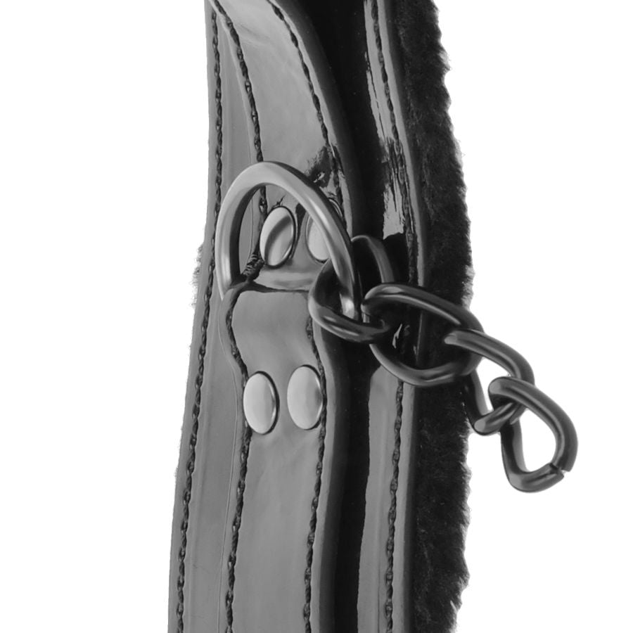 Menottes Ajustables en Cuir Noir P.V.C avec Cadenas